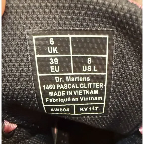 Dr. Martens Pink Glitter 8-Eye Lace-Up Combat Boot - Picture 5 of 6